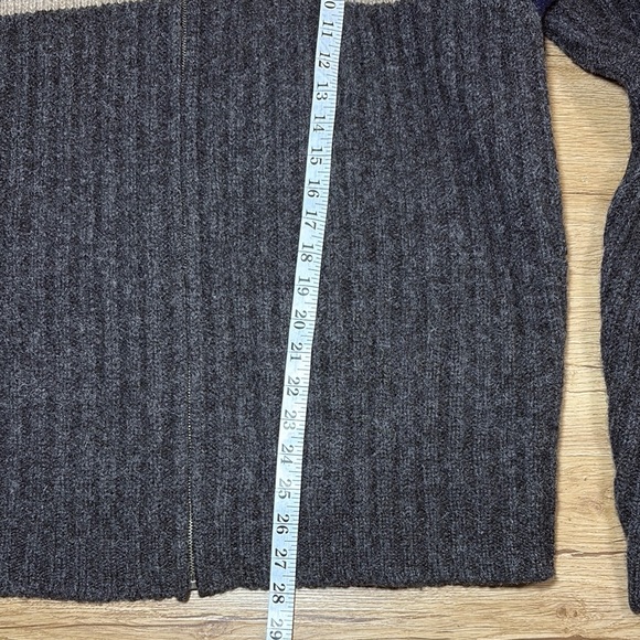 J. Crew Navy and Gray Ribbed Zip-Up Sweater - Picture 4 of 6